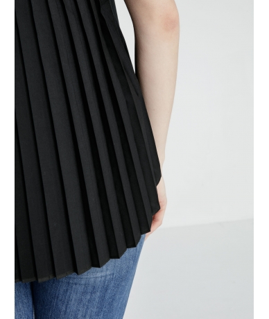 Chemise femme manche courte plissée