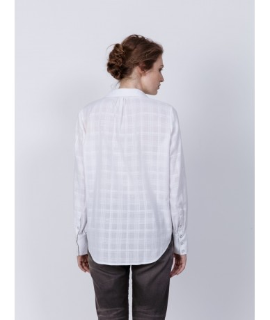 Chemise femme blanche à carreau en voile de coton