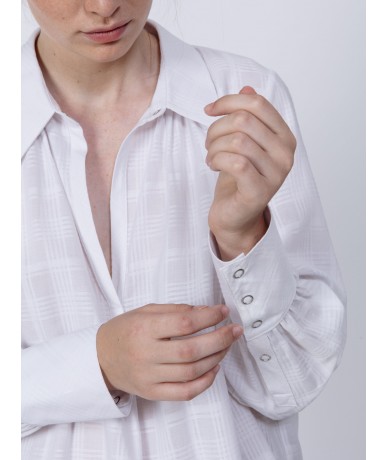 Chemise blanche à carreau en voile de coton