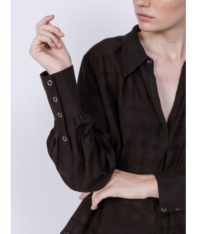 Chemise noire à carreau pour femme